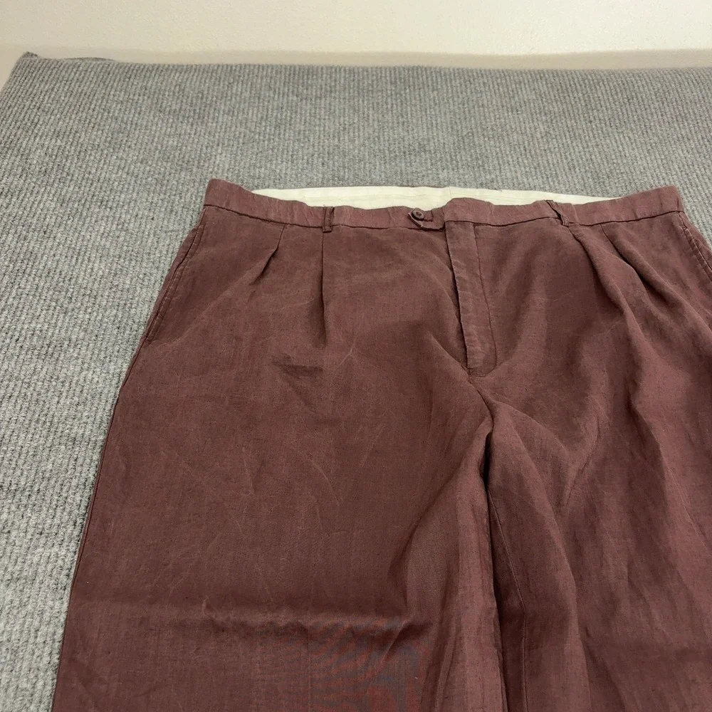 Mojito Collection Pants Mens 48 Brown Linen Pleated Casual Tropical Summer Beach